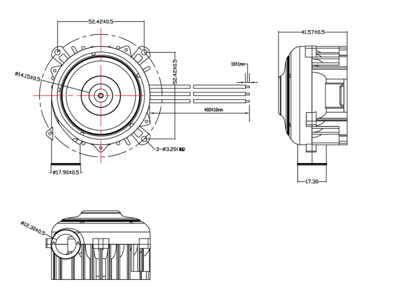Automotive Sensor Cleaning air blower BA7050H12B-C (Unintegrated ) Mechanical Structure Diagram.png